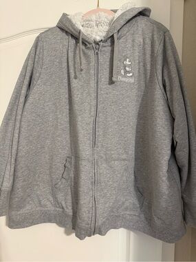 Disneyland Light Gray Mickey Sherpa-Lined Zip Hoodie size 2X